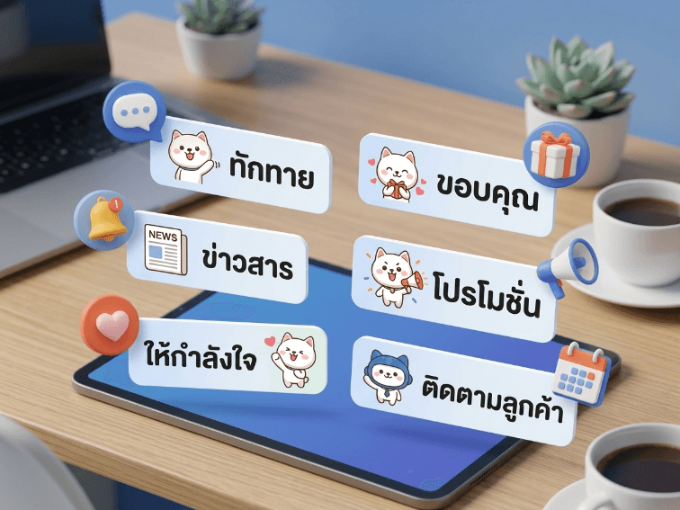 ผู้หญิงวัยทำงานกำลังยิ้มขณะมองหน้าจอสมาร์ทโฟน
