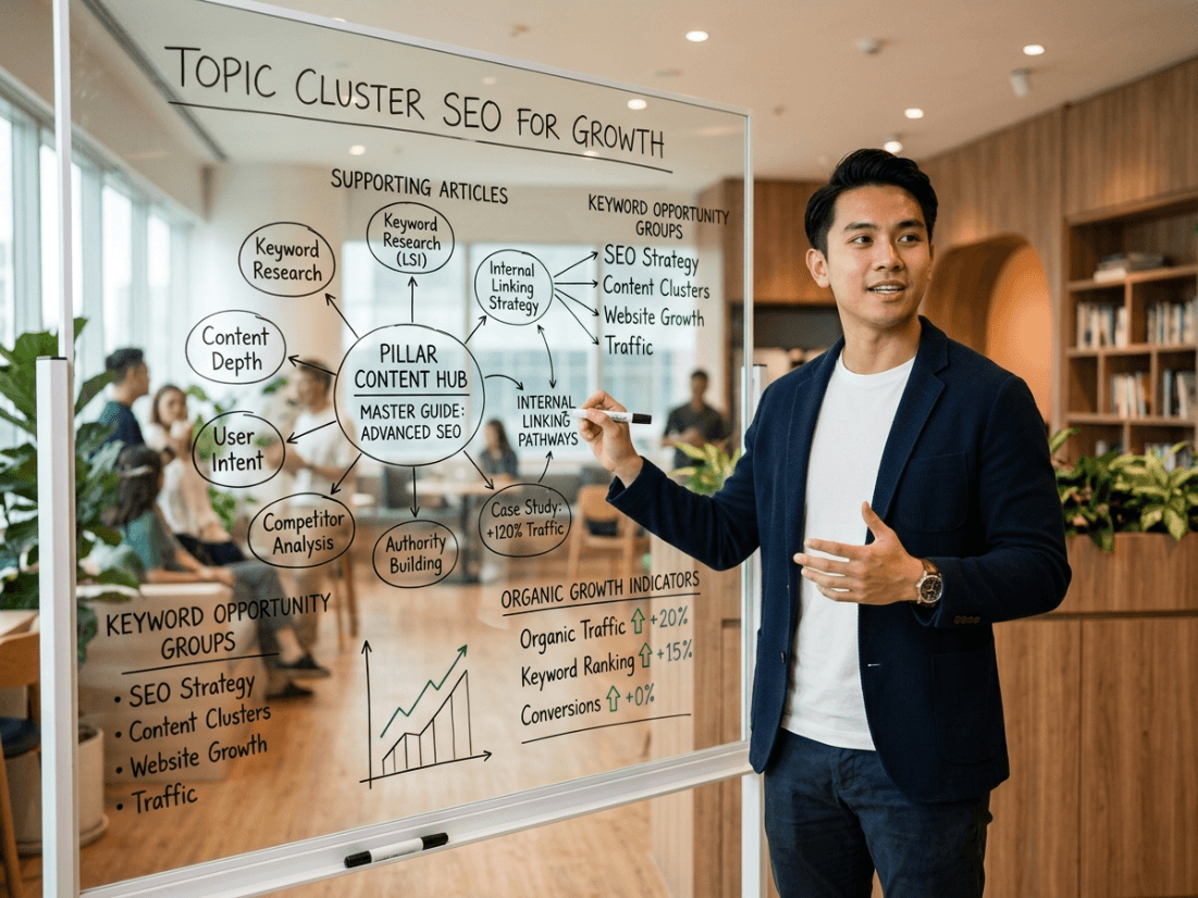วิธี ขยาย Topic Cluster SEO ให้เว็บโตและดึงลูกค้าได้จริง